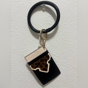 Leopard Print Card Holder with Black Wristlet